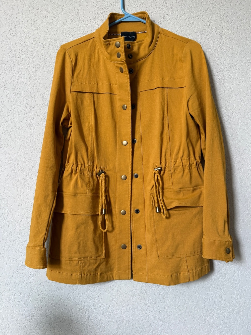 Women's Mustard Drawstring Utility Jacket